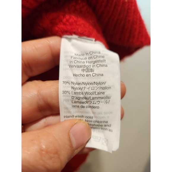 J.Crew Red Cable Knit Sweater Small Lambswool Blend Textured Crewneck - Picture 5 of 7
